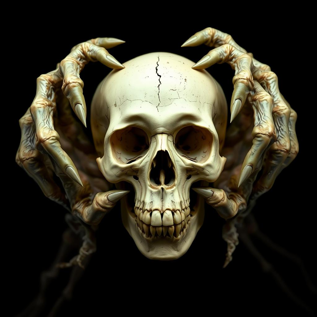 An evocative image of a human skull set against a stark black background, exuding a sense of eerie isolation