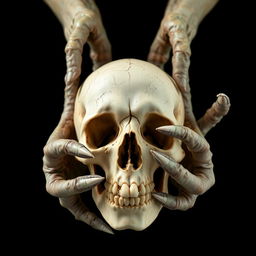 An evocative image of a human skull set against a stark black background, exuding a sense of eerie isolation