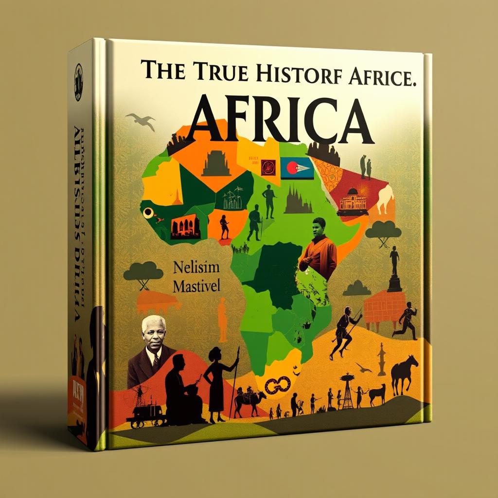 A captivating box cover design showcasing the true history of Africa