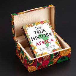 A beautifully designed box to transport a book titled 'The True History of Africa'