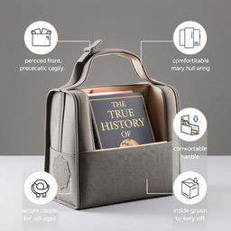 A lightweight and easy-to-carry box designed for transporting a book titled 'The True History of Africa'