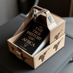 A compact, lightweight, and easy-to-carry box designed specifically for transporting a book titled 'The True History of Africa'