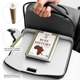 A compact, lightweight, and easy-to-carry box designed specifically for transporting a book titled 'The True History of Africa'