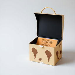 A compact, lightweight, and easy-to-carry box designed specifically for transporting a book titled 'The True History of Africa'