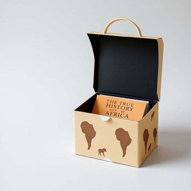 A compact, lightweight, and easy-to-carry box designed specifically for transporting a book titled 'The True History of Africa'