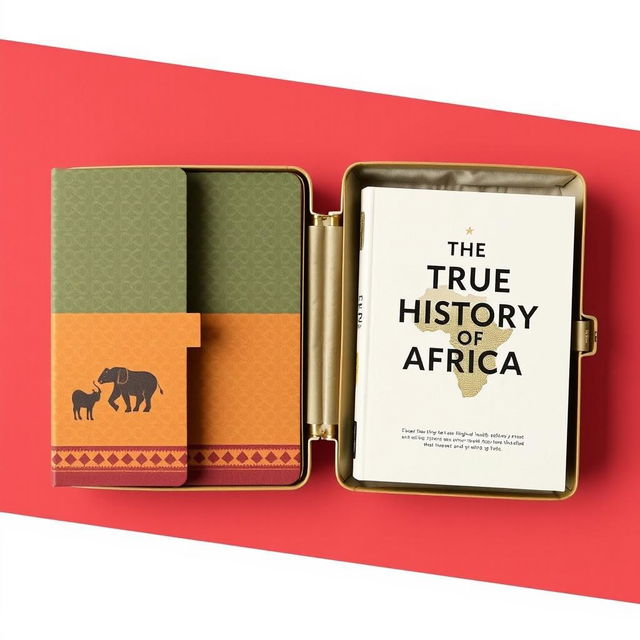 A lightweight and compact box designed for easily transporting a book titled 'The True History of Africa'