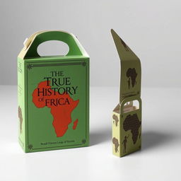 A lightweight and easy-to-carry box designed for transporting a book titled 'The True History of Africa'