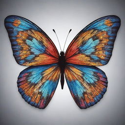 A vibrant butterfly with a pattern resembling social media icons on its wings.