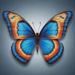 A vibrant butterfly with a pattern resembling social media icons on its wings.