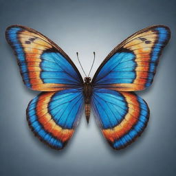 A vibrant butterfly with a pattern resembling social media icons on its wings.