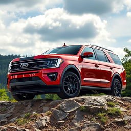 A striking 2025 Ford Shelby Expedition Tremor showcased in an outdoor adventure scene, emphasizing its modern design and robust features