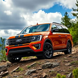 A striking 2025 Ford Shelby Expedition Tremor showcased in an outdoor adventure scene, emphasizing its modern design and robust features