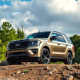 A striking 2025 Ford Shelby Expedition Tremor showcased in an outdoor adventure scene, emphasizing its modern design and robust features