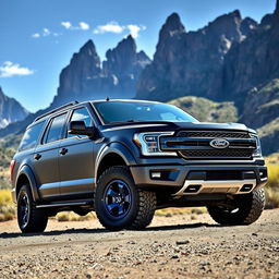 An impressive Ford Expedition Raptor parked in a rugged outdoor setting