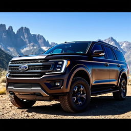 An impressive Ford Expedition Raptor parked in a rugged outdoor setting