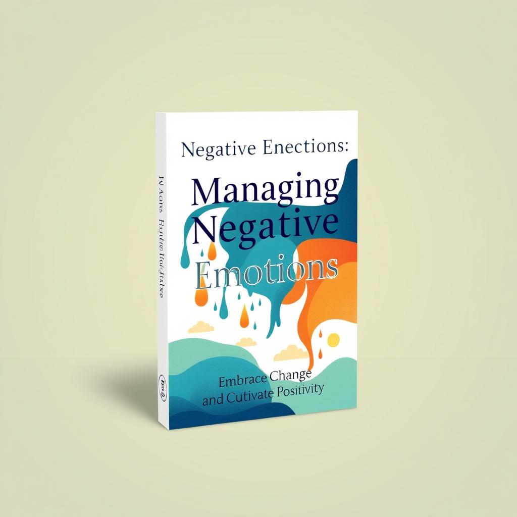 A book cover design for 'Managing Negative Emotions', featuring an abstract illustration of contrasting colors symbolizing emotions