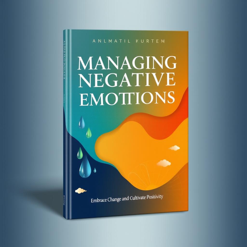 A book cover design for 'Managing Negative Emotions', featuring an abstract illustration of contrasting colors symbolizing emotions