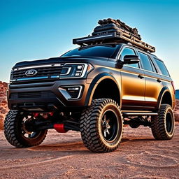 An aggressive Ford Expedition Tremor, showcasing extreme tuning modifications