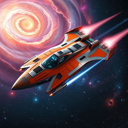 A mesmerizing starfighter gliding through the depths of space, designed for high speed and agility