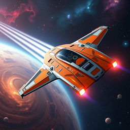 A mesmerizing starfighter gliding through the depths of space, designed for high speed and agility