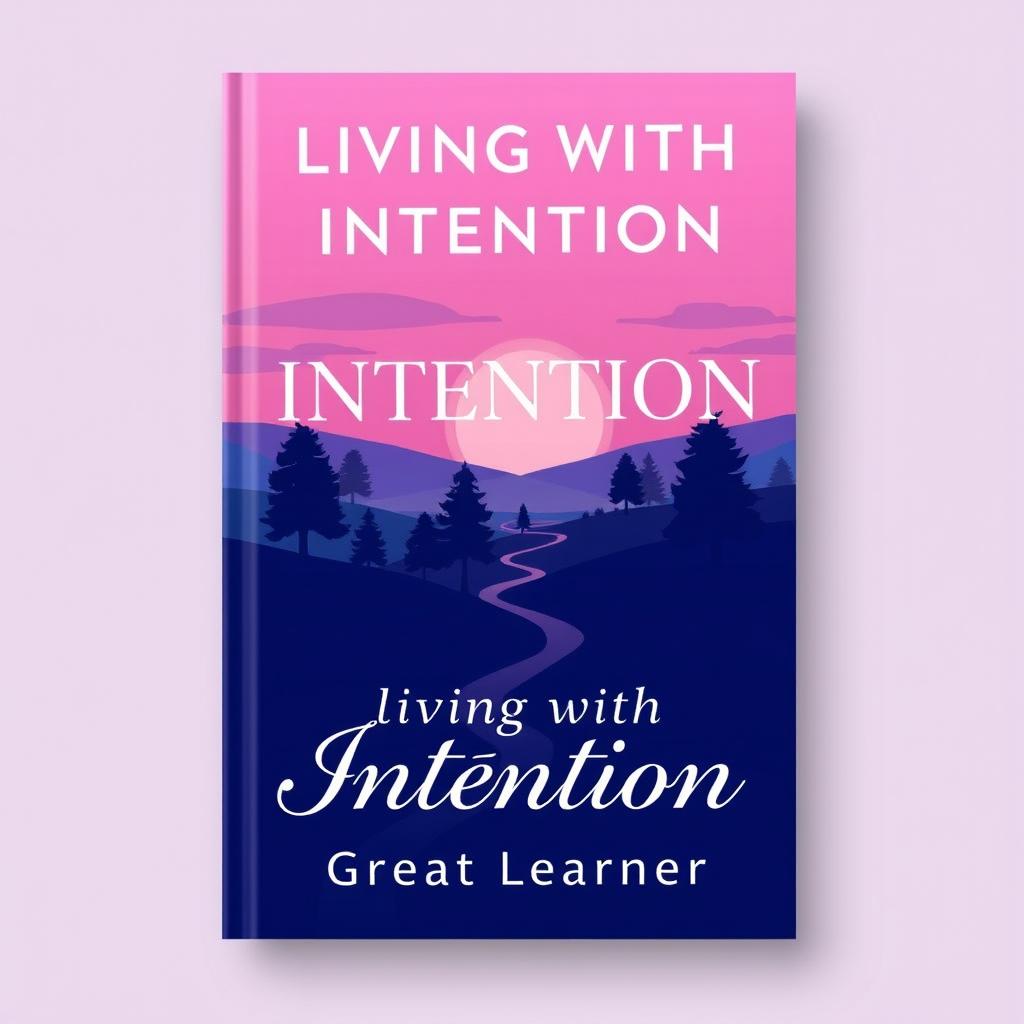 A captivating book cover design for 'Living with Intention' by Great Learner