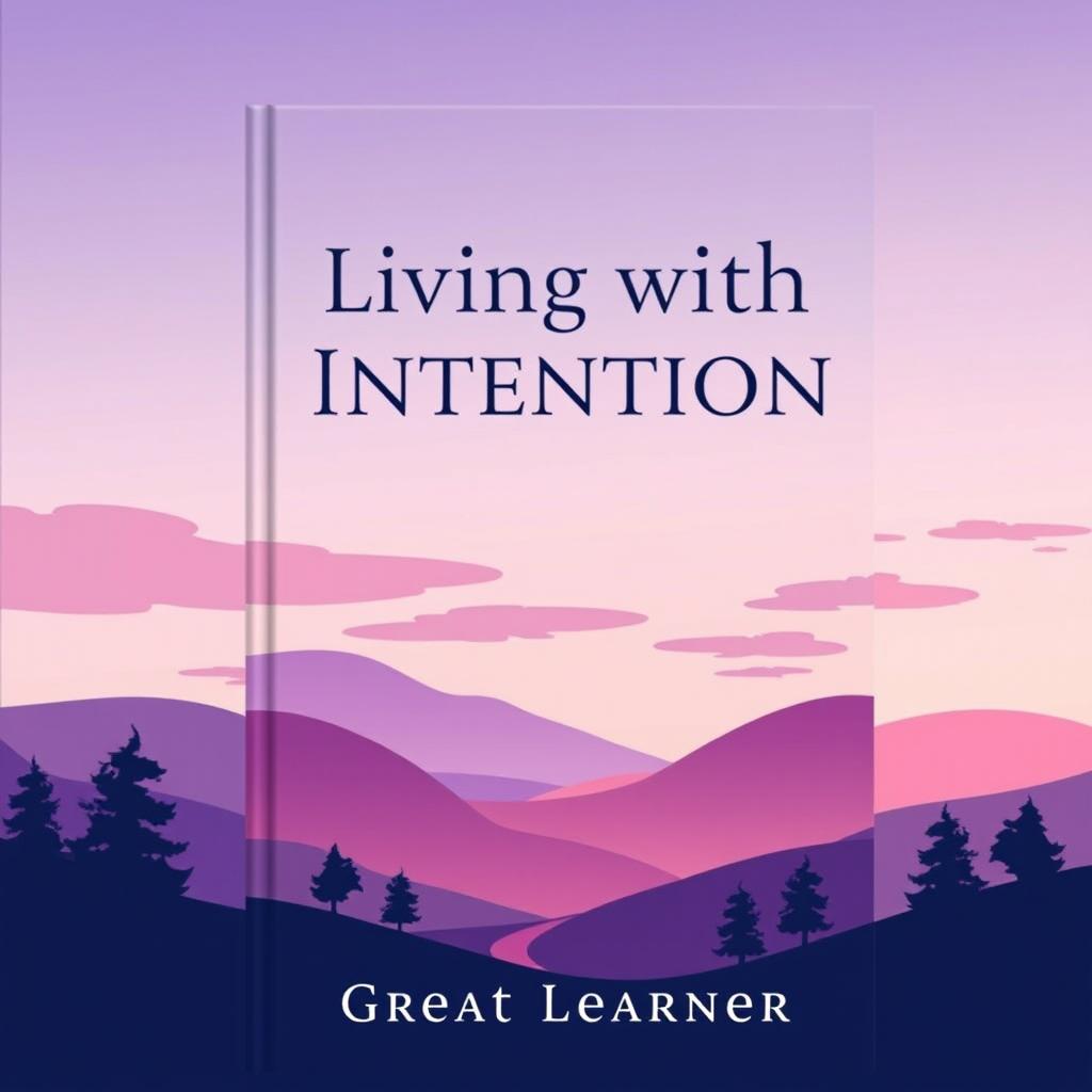 A captivating book cover design for 'Living with Intention' by Great Learner