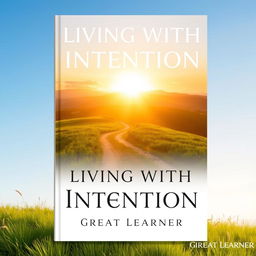 A visually striking book cover design for 'Living with Intention' by Great Learner