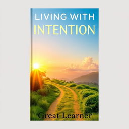 A visually striking book cover design for 'Living with Intention' by Great Learner