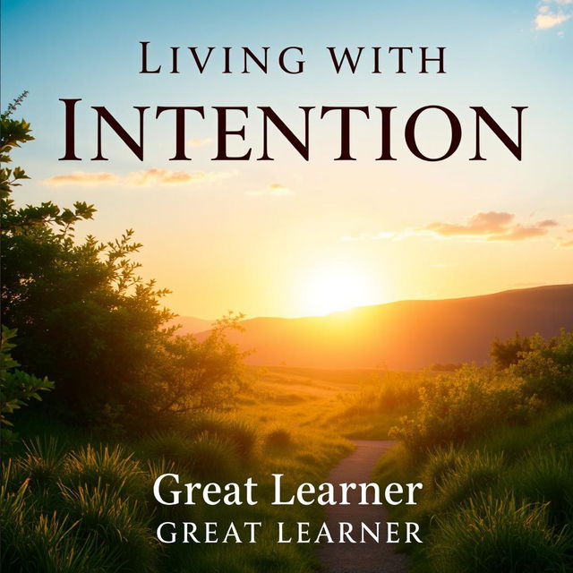 A visually striking book cover design for 'Living with Intention' by Great Learner