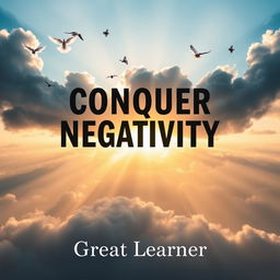 An empowering and uplifting book cover design for 'Conquer Negativity' by Great Learner