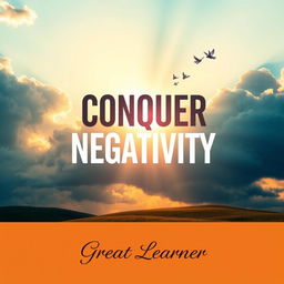 An empowering and uplifting book cover design for 'Conquer Negativity' by Great Learner