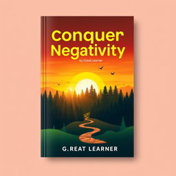 A striking book cover design for the title 'Conquer Negativity by Great Learner'