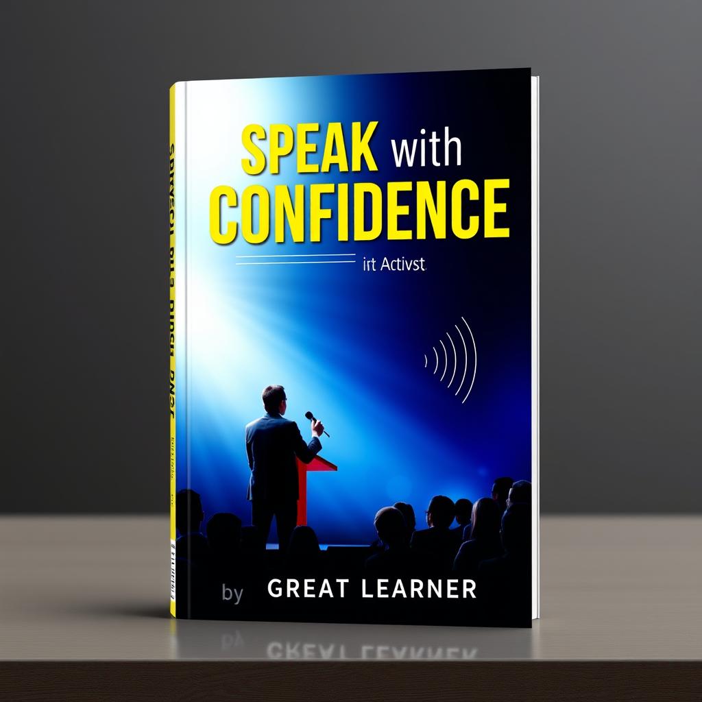 An inspiring book cover design for the title 'Speak with Confidence by Great Learner'