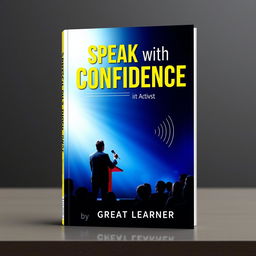 An inspiring book cover design for the title 'Speak with Confidence by Great Learner'