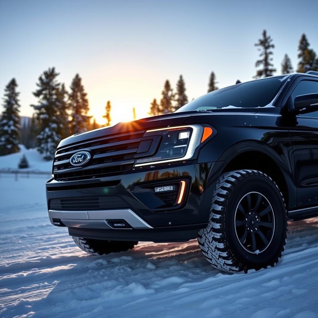 A Ford Expedition Tremor designed for snow, equipped with rugged tires and a specialized snow package