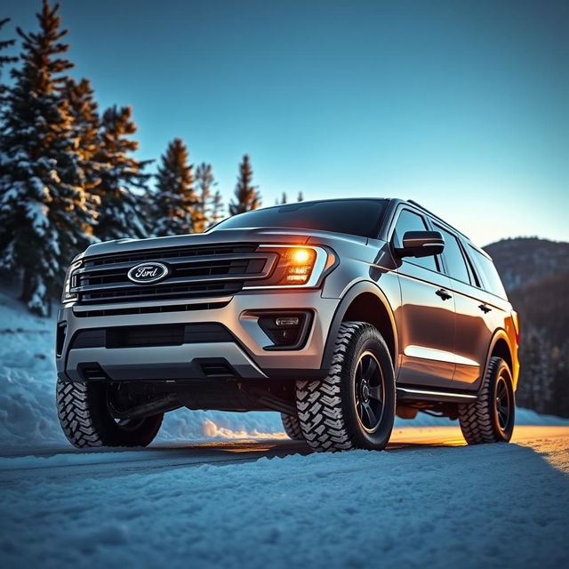 A Ford Expedition Tremor designed for snow, equipped with rugged tires and a specialized snow package