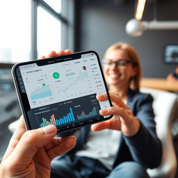 An innovative mobile application featuring artificial intelligence that manages personal investments, shown on a digital device's screen