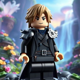 A visually captivating Lego figure of Thancred from Final Fantasy XIV, capturing his unique character traits in meticulous detail