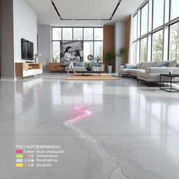 A futuristic floor system known as 'Piso Autoexpansivo' that automatically adjusts to environmental conditions