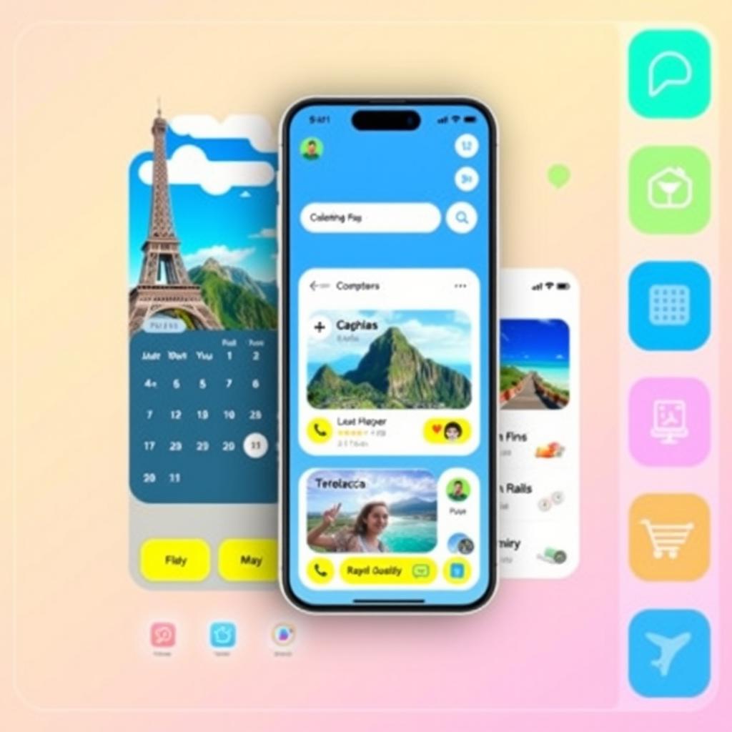 A visually appealing travel app interface showcasing a user-friendly design for creating travel itineraries