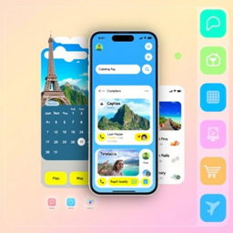 A visually appealing travel app interface showcasing a user-friendly design for creating travel itineraries