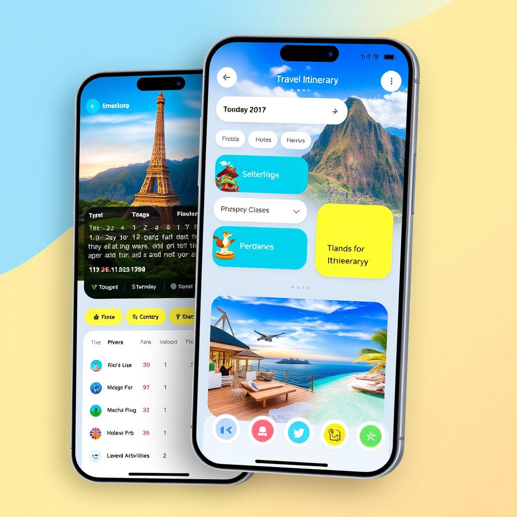 A visually appealing travel app interface showcasing a user-friendly design for creating travel itineraries