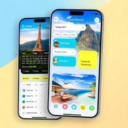 A visually appealing travel app interface showcasing a user-friendly design for creating travel itineraries