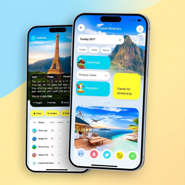 A visually appealing travel app interface showcasing a user-friendly design for creating travel itineraries