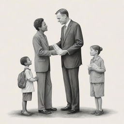 An illustration of a government figure bestowing financial aid to impoverished individuals, placing an emphasis on compassion and support.