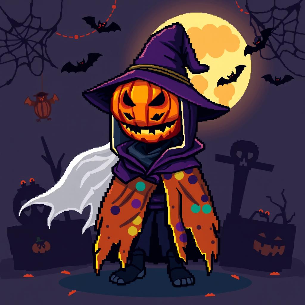 A pixel art avatar styled like a Habbo character, themed for Halloween