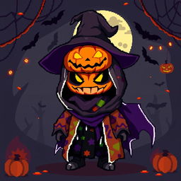 A pixel art avatar styled like a Habbo character, themed for Halloween