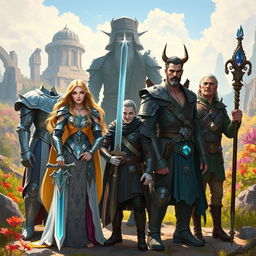 An engaging scene featuring a group of diverse adventurers assembling together