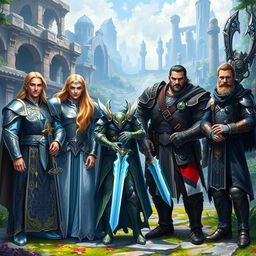 An engaging scene featuring a group of diverse adventurers assembling together