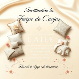 An elegant email invitation for a luxurious bedding fair, featuring a sophisticated background with a subtle silk texture in soft pastel colors